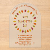 Thanksgiving eikenhak laat op maat acryl uitnodigingen (Voorkant)