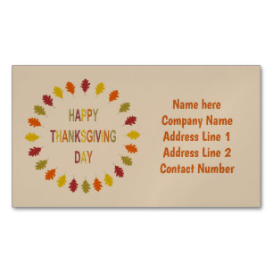 Thanksgiving eikenhak laat op maat magnetisch visitekaartje