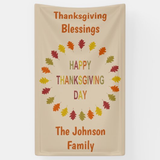 Thanksgiving eikenhak laat op maat spandoek (Verticaal)