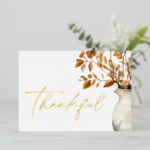 Thanksgiving Elegant Modern Dankbaar Folie Feestdagenkaart (Staand Voorkant)