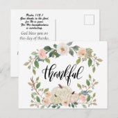 Thanksgiving Elegant Pastel Floral Inspirerend Briefkaart (Voorkant / Achterkant)