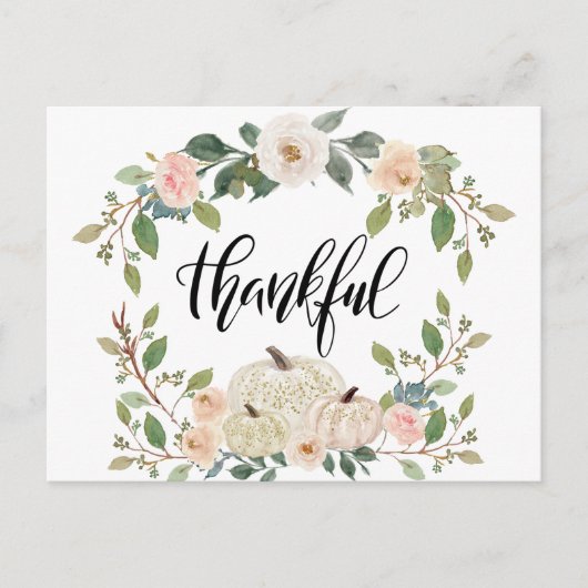 Thanksgiving Elegant Pastel Floral Inspirerend Briefkaart (Voorkant)