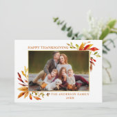 Thanksgiving Elegant Waterverf najaar bladeren Feestdagenkaart (Staand voorkant)