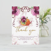 Thanksgiving Elegante Herfst Bourgondische pompoen Bedankkaart (Staand voorkant)