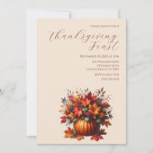 Thanksgiving-Elegante Pompoen met Fall Leaves Kaart (Voorkant)