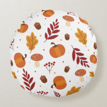 Thanksgiving Elements Round Pillow
