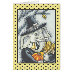 THANKSGIVING ELEPHANT, PILGRIM WENSKAART blanco