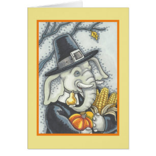 THANKSGIVING ELEPHANT, PILGRIM WENSKAART blanco