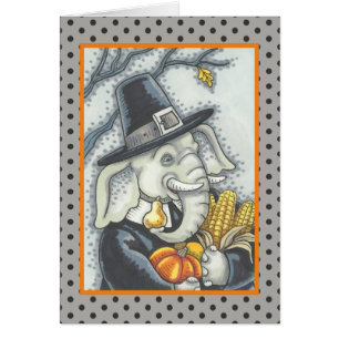 THANKSGIVING ELEPHANT, PILGRIM WENSKAART blanco