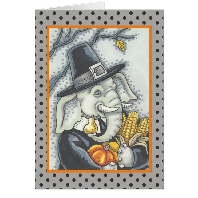 THANKSGIVING ELEPHANT, PILGRIM WENSKAART blanco (Voorkant)