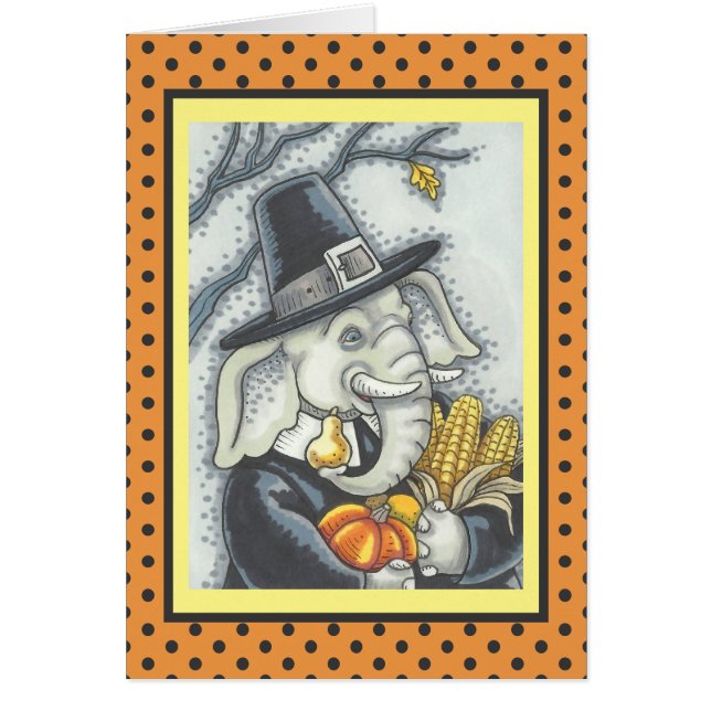 THANKSGIVING ELEPHANT, PILGRIM WENSKAART Verse (Voorkant)