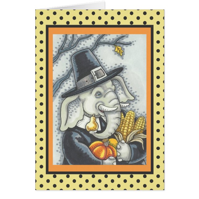 THANKSGIVING ELEPHANT, PILGRIM WENSKAART Verse (Voorkant)