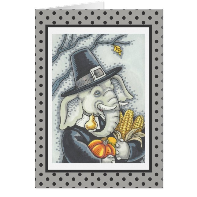 THANKSGIVING ELEPHANT, PILGRIM WENSKAART Verse (Voorkant)