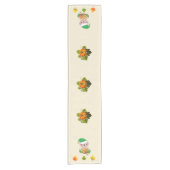 Thanksgiving Elf en Herfst Bladeren op Beige Korte Tafelloper (Voorkant)