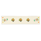 Thanksgiving Elf en Herfst Bladeren op Beige Korte Tafelloper (Horizontaal)