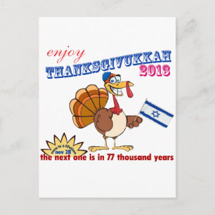 Thanksgiving en Chanoeka. Thanksgivukkah Feestdagenkaart
