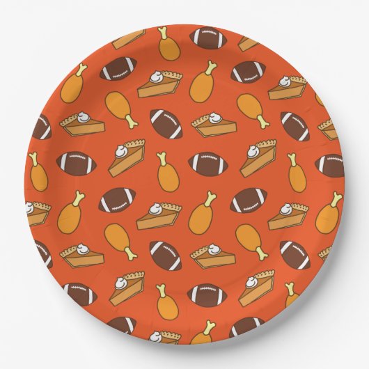Thanksgiving- en Football-patroon Papieren Bordje (Voorkant)