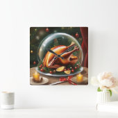 Thanksgiving en Kerstkalkoen onder glaskoepel Vierkante Klok (Huis)