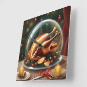 Thanksgiving en Kerstkalkoen onder glaskoepel Vierkante Klok (Hoek)
