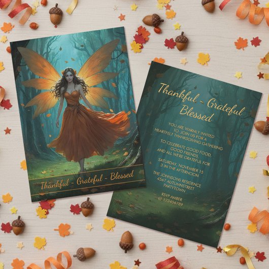 Thanksgiving Enchanted Autumn Fairy Party Kaart