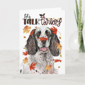 Thanksgiving Engels Setter Dog Lets Talk Turkije Feestdagen Kaart (Voorkant)