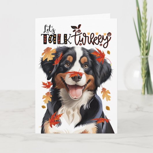 Thanksgiving Entlebucher Mountain Dog Talk Turkije Feestdagen Kaart (Voorkant)