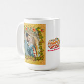 Thanksgiving, esdoornbladeren, pompoenen en bloeme koffiemok (Voorkant links)