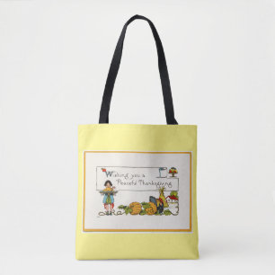 Thanksgiving eten met pelgrim tote bag