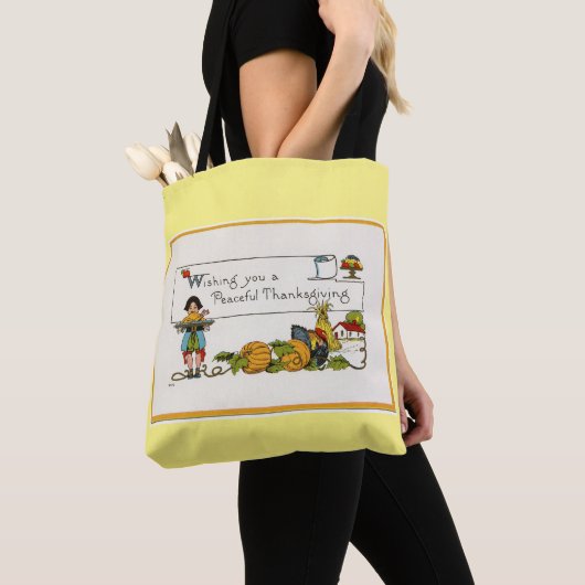 Thanksgiving eten met pelgrim tote bag (Dichtbij)