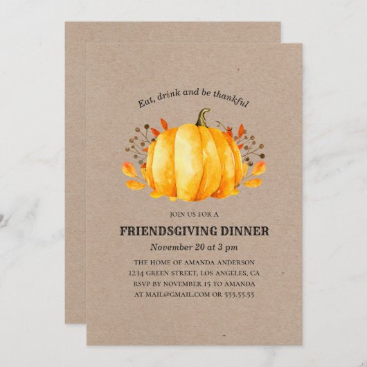 Thanksgiving eten. Vriendschappen geven rustieke p Kaart (Voorkant / Achterkant)