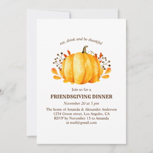Thanksgiving eten. Vriendschapsgevende bloemenpomp Kaart (Voorkant)