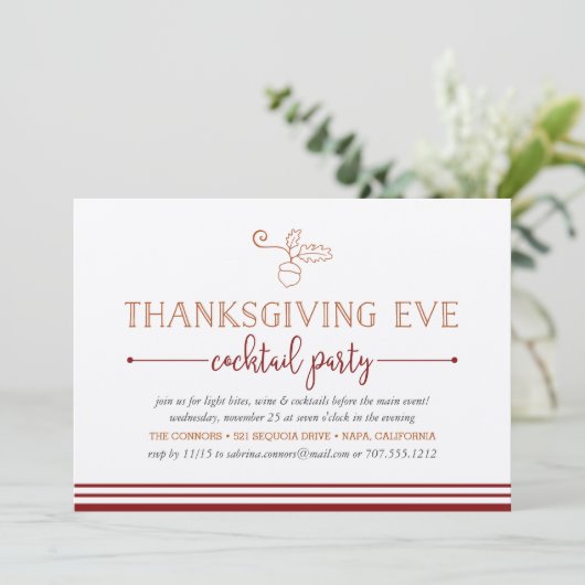 Thanksgiving Eve Cocktail Party Uitnodiging (Staand voorkant)