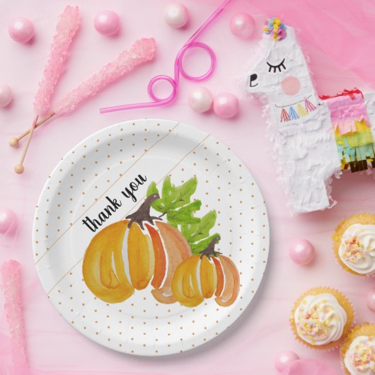 Thanksgiving Exotische Waterverf Pompoen Dank u Papieren Bordje (Feest)