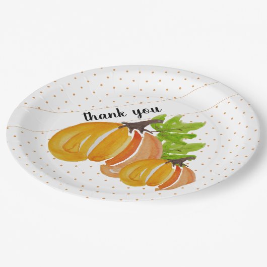 Thanksgiving Exotische Waterverf Pompoen Dank u Papieren Bordje (Gekanteld)