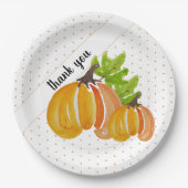 Thanksgiving Exotische Waterverf Pompoen Dank u Papieren Bordje (Voorkant)