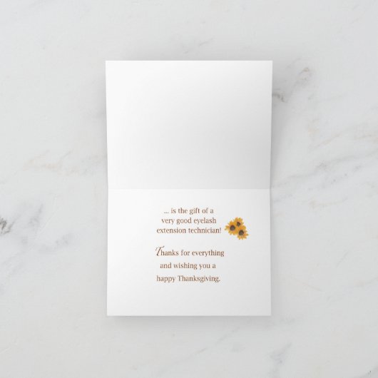 Thanksgiving Eyelash Extension Tech Blessings Kaart (Binnen)