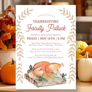 Thanksgiving Faculteit Potluck Uitnodigen Kaart