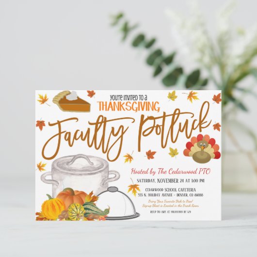Thanksgiving Faculty Potluck Invitation Kaart (Staand voorkant)