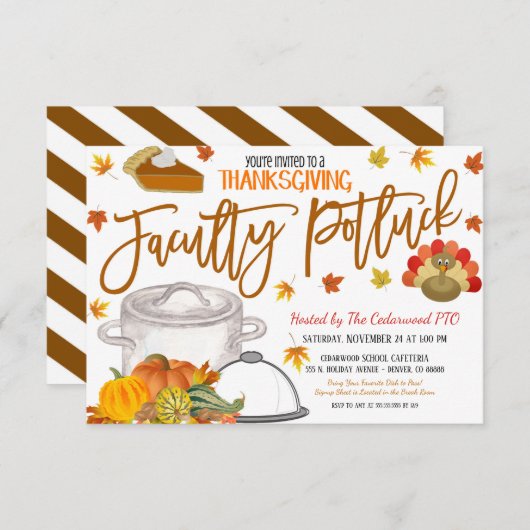 Thanksgiving Faculty Potluck Invitation Kaart (Voorkant / Achterkant)