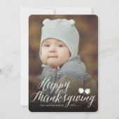 Thanksgiving Fall laat een eenvoudige scriptfoto Feestdagenkaart (Voorkant)