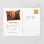 Thanksgiving Fall laat een eenvoudige scriptfoto Feestdagenkaart (Achterkant)