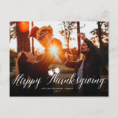 Thanksgiving Fall laat een eenvoudige scriptfoto Feestdagenkaart (Voorkant)