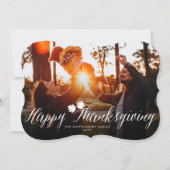 Thanksgiving Fall laat een eenvoudige scriptfoto Feestdagenkaart (Voorkant)