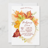 Thanksgiving Fall Leaves Dinner Invitation Kaart (Voorkant)