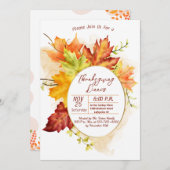 Thanksgiving Fall Leaves Dinner Invitation Kaart (Voorkant / Achterkant)