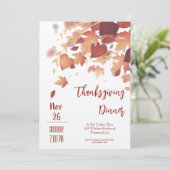 Thanksgiving Fall Leaves Love Dinner Invitation Feestdagenkaart (Staand voorkant)