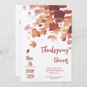 Thanksgiving Fall Leaves Love Dinner Invitation Feestdagenkaart (Voorkant / Achterkant)
