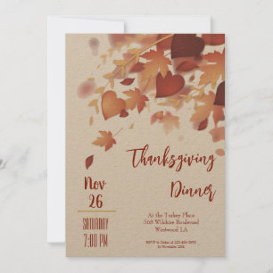 Thanksgiving Fall Leaves Love Dinner Invitation Feestdagenkaart
