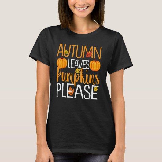 Thanksgiving Fall Mom  Autumn Leaves and Pumpkin P T-shirt (Voorkant)