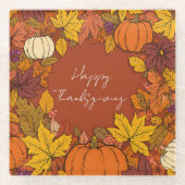 Thanksgiving Fall Pumpkin Greetings Glazen Onderzetter (Voorkant)